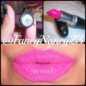 Candy Yum Yum Lipstick by M.A.C. Cosmetics. Love this vibrant pink lippie!!! Follow me on Instagram @FancyNancy23