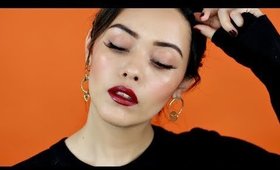 Maquillaje simple para otoño, piel luminosa y labios oscuros ||| Lilia Cortés