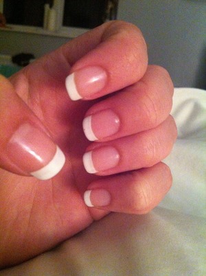 Simple French manicure on natural nails but with shellac 