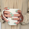 Easy Mint and Gold Chevron Nails