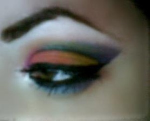 Rainbow eyeshadow with a cut crease and bright highlight=)