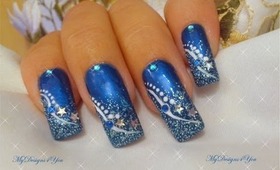 Winter, New Year´s, Blue Nail Design Tutorial - ♥ MyDesigns4You ♥