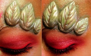 I'm planning on doing a Poison Ivy look for Halloween. This is just some early pre-planning & experimenting.

Products used: Face Front & Jesse's Girl pigments. E.l.f. cream shadow duo, other random shadows & things I had lying around.