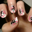 Cherry Blossom French Tip Nails