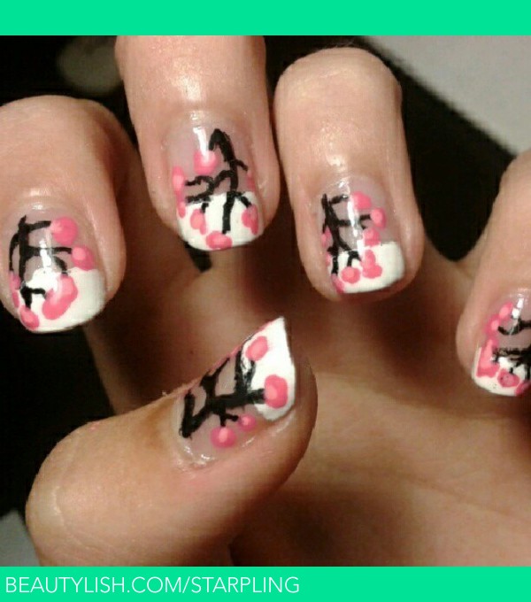 Cherry Blossom French Tip Nails | Sandra L.'s (starpling) Photo ...