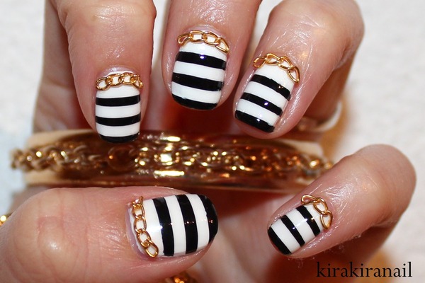 Fashion Inspired Nails: Stripes and Chunky Necklace | Kirakiranail K.'s ...