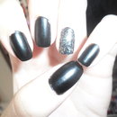 Short nails,black matte,accent nail ;}}}
