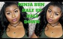 Ninja bun half up half down style | How to install a upart wig