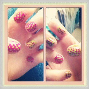 Pop art style dots use hot pink and lime green colours to contrast.