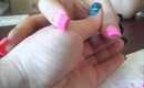 Easy pink heart nail design
