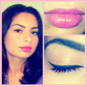 black eyeliner + pink lips