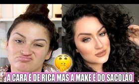 MAQUIAGEM CARA DE RICA COM PRODUTOS DA 25 DE MARÇO #MakedoSacolão