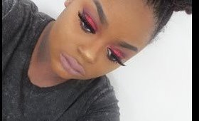 BOLD Red Smokey Shadow with GLITTER WOC Makeup