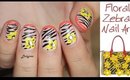 Zebra Floral Nail Art