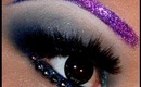 Purple Glitter Eyebrows and Glittery Smokey Blue Eyes!!!!!!