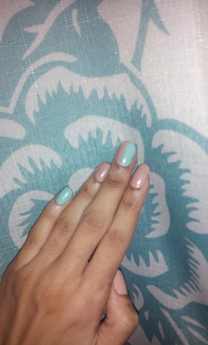 pinkish nude, mint teal