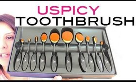 USpicy 10 Pc Toothbrush Makeup Brush | Oval Spoon Brush | Demonstration | Review. using Kiko makeup
