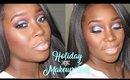 Sliver Blue Glitter Cut crease eye feat Morphe x Jachlyn hill Holiday Makeup look #1