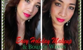 Easy Holiday Makeup & Bouncy Waves Hairstyle