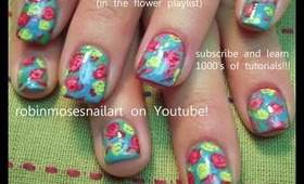robin moses vintage flower nails insp. by Irregular Choice nail art tutorial design 689