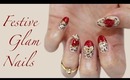 Festive Glam Nails: Christmas Design ♡