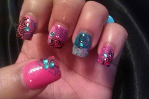 my nails played around w/ different designs w/ my Konad nail stamping art kit 