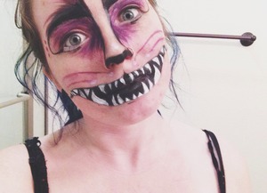 First attempt at a Cheshire Cat makeup. I myself wasn't too pleased with the outcome, I will be trying this again soon!