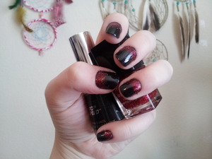 Revlon top speed black star, wet n wild coloricon red, and pure ice clear.