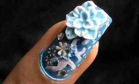 EASIEST 3d nail art acrylic tutorial! 3D nail art flowers step by step for beginners diy stickers