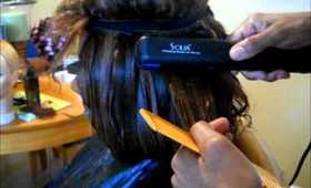 Using Solia flat iron to straighten milky way wet n wavy hair