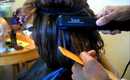 Using Solia flat iron to straighten milky way wet n wavy hair