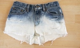 distressed dip-dyed denim shorts ✂DIY