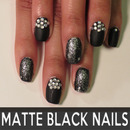 Matte Black Nails With Glitz
