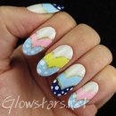 Curved pastel chevrons and dots