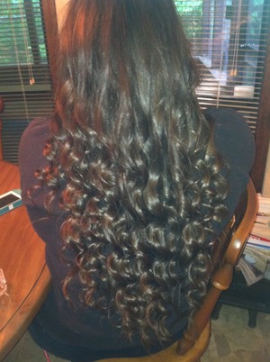 Curled my cousins hair with a wand(: 