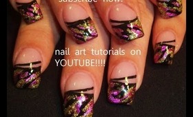 Black French Tip Pink Foil & Gold Glitter: im sexay and i know it robin moses nail art tutorial 454