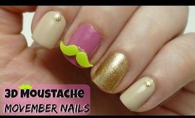 Cute 3D Moustache Movember Nail Art!