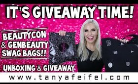 It’s Giveaway Time! | BeautyCon & GenBeauty Swag Bags!! | Unboxing & Giveaway | Tanya Feifel