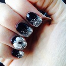My black sliver sparkle nail design
