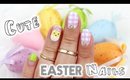Cute Chick And Watercolor Gingham Pattern | Easter Nails ♡
