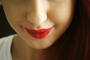 I used MAC's Russian Red with a Chanel Lip Brush.