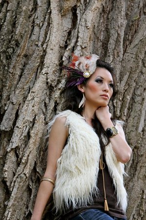 My sister was also modeling one of the hair pieces I made here ;)--photo taken by me.