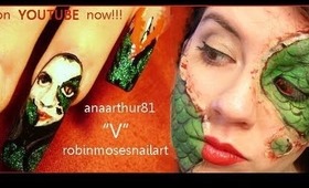 EPIC COLLABORATION #2 anaarthur81 & robin moses PWN "V": nail art design and make up tutorial