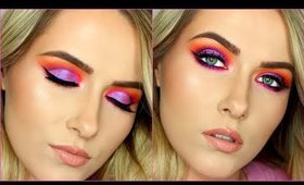 Multicoloured Pink & Purple Cut Crease Glam Makeup Tutorial | shivonmakeupbiz