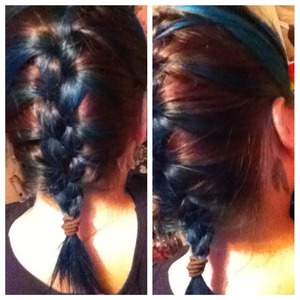 This is what happened when I braided my teal, ombre, hair. 