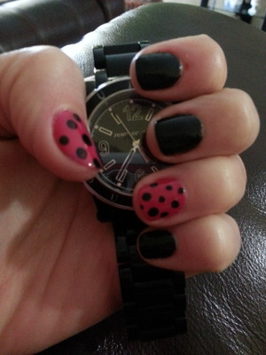 essie black and pink nail polish. 