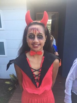 My little cousins friend as a She Devil. Makeup by yours truly.