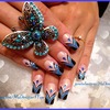 Abstract, blue french nails