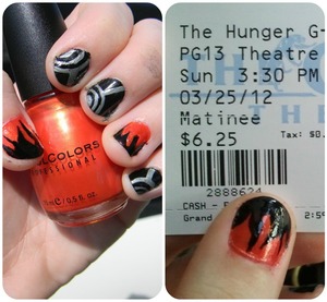 I painted my nails inspired by the Hunger Games :) 