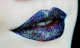 New Year's Eve Rainbow Glitter Confetti Lips